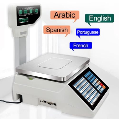 USZWBY Label Printing Scale,Digital Weighing Scale,Front and Back Dual Display,63 Shortcut Keys Commercial Cash Register,Suitable for Supermarkets,Retail Store (B)