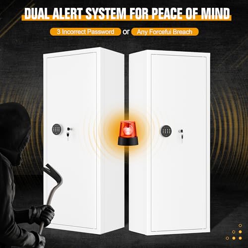 Bonusall 12-15 White Gun Safe for Rifles,Fireproof Gun Safe for Rifles and Pistols,Rifle Safes for Home with Digital Keypad,Adjustable Shelves & Handgun Pockets-White