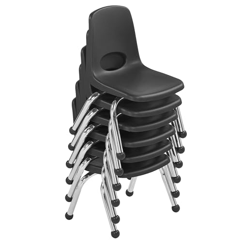 FDP 10" School Stack Chair with Ball Glides, Black, 6-Pack, 10355-BK