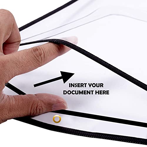 Performore Stitched Dry Erase Pockets, Portrait View Heavy Duty Reusable 8.5" X 11" Sleeves, Clear Both Sides with 1 Hole for Attaching to Machinery, File Cabinet and More, Black Trim (Pack of 30)