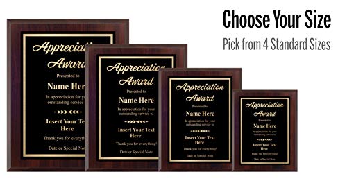 Custom Plaque for Appreciation - Personalized Engraved Award - Choose Your Size, Customize Now! (9x12)