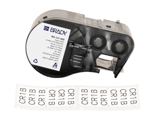 Brady Authentic (M4-141-499) Aggressive Adhesive Multi-Purpose Nylon Labels 2.25" H x 1" W Black on White, 90 Labels. for use with The BMP41, BMP51, and M511 Label Printers