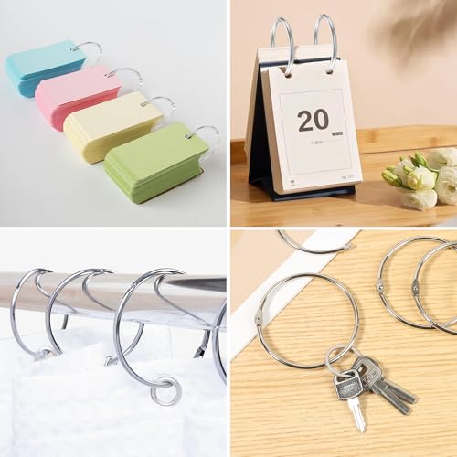 100Pack Binder Rings 3 Inch Large Metal Nickel Plated Rings for Index Cards