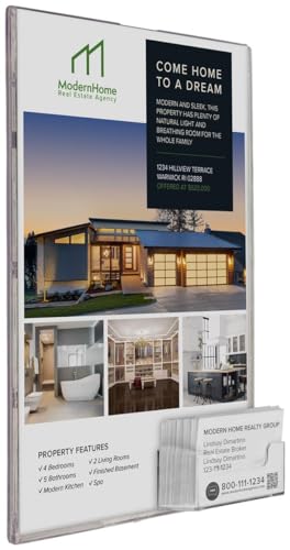 Displays2go Frameless Plastic Sign Holder and Business Card Dispenser