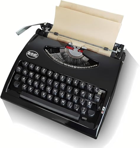 Vintage Manual Typewriter, Fully Mechanical Typewriter with Smooth Keys, Pre-Installed Ribbon and Carrying Case, Classic Writing Machine for Writers and Collectors(Black)