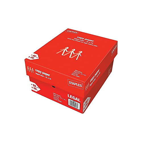 Staples Copy Paper, 8.5x14 Inch, 20 lb., 92 Brightness, 500/Ream, 10 Reams