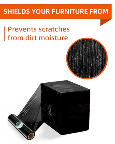 Black Stretch Wrap Film, Shrink Wrap 18in x 1500ft 4 Pack, Heavy Duty Privacy Pallet Wrap