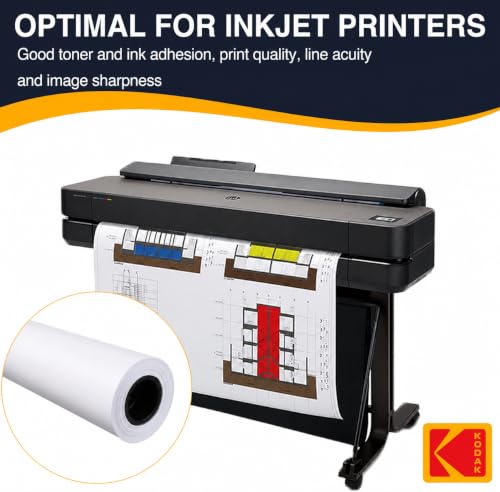 Kodak Wide Format Paper 24" x 100 FT 46# Heavyweight Coated Bond, 3" w/2" Core Adapter, 1 roll/Ctn