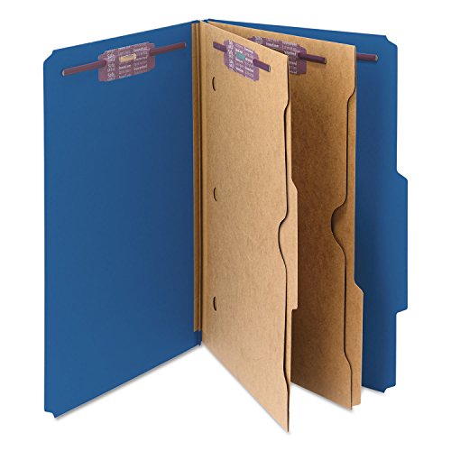 SMEAD Pressboard Classification Folders with Two Pocket Dividers, Legal, Dark Blue, 10 per Box (SMD19077)