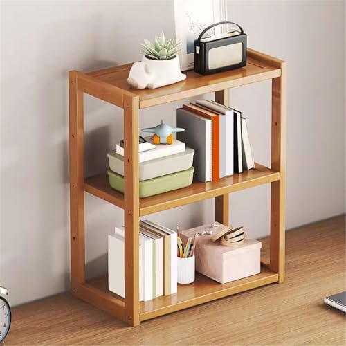 Bookcase Storage Rack Home Simple Desktop Small Bookshelf 3-Tier Bamboo Open Storage Rack Book Shelf