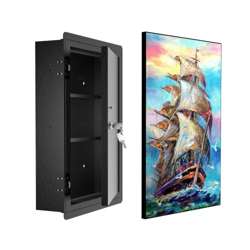 POCHAR Large Steel Picture Hidden In-Wall Safe, Art Wall Safe with Key Lock
