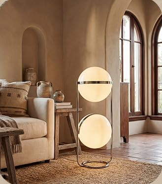 Rotatable Creative Floor Lamp,Chrome Metal,2 Head