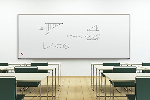 Best-Rite Classroom Deluxe Porcelain Steel Dry Erase Whiteboard, 4 x 10 Feet Magnetic Markerboard With Aluminum Trim & Map Rail (202AK-25)