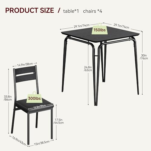 Dining Table for 2, Small Table and Chairs Set of 2, Square Dinette Set for 2, Dinner Table Set, 3 Piece Kitchen & Dining Room Sets for Small Space, Apartment (Dark, Dining Table with 2 Chairs)