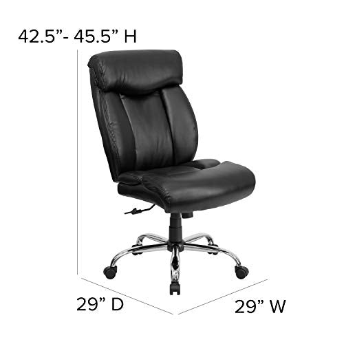 BizChair Big & Tall 400 lb. Rated High Back Black LeatherSoft Executive Ergonomic Office Chair with Full Headrest and Chrome Base