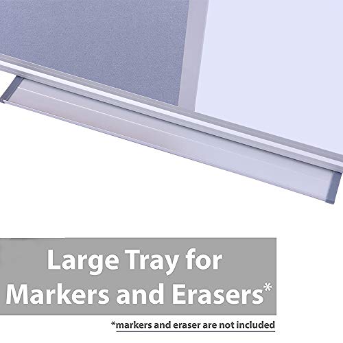 Magnetic Dry Erase White Board and Grey Bulletin Board Combo-36 x24 inch