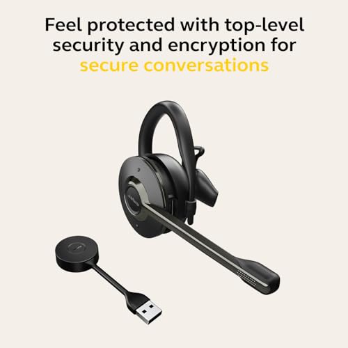 Jabra Engage 55 Convertible Wireless Headset with Ear Hook, Headband & Neckband, Link 400 USB-A DECT Adapter – Noise-Cancelling Micrphone, Extensive Range, Hearing Protection – UC Compatible – Black