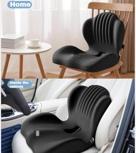 EZLQGBWKPDT The ergonomic memory foam seat and backrest cushion, with an L-shaped design, is suitable for office chairs and car seats. It is extremely comfortable and effectively improves posture