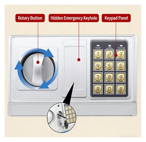 fireproof safe Digital Safe with Keypad Security Home Safe Box Alarm System, for Office Hotel Jewelry Cash Use Storage(White)