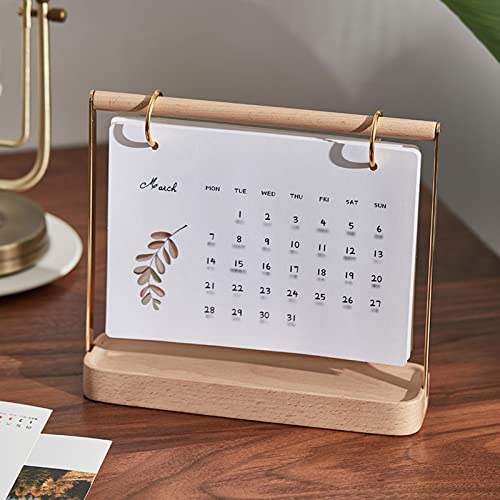 2022 Calendar Wooden Desk Calendar 2022 Creative Calendar Desktop 2022 Desktop Calendar Desk Accessories Standing Flip Desk Calendar (Color : 2) (1)