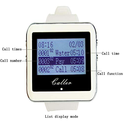 Taidacent Wireless Pager Calling System Restaurant Guest Paging System Wrist Watch Receiver and Call Button Transmitter 433Mhz (1 Wrist Watch Pager +10 Call Buttons)