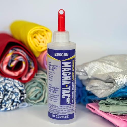 BEACON Magna-Tac 809 Permanent Adhesive - Trusted Fabric Glue for Fashion Design and Quick Clothing Repairs, 8-Ounce, 12-Pack