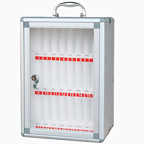 Phone Storage Box, Aluminum Alloy Clear Cell Phones Storage Cabinet Pocket Chart Storage Locker Box with Handle for Office Classroom (Silver 24)，Silver-24