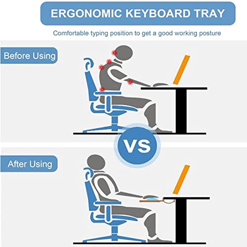 DIBAKO Ergonomics Desk Platforms，Retractable Keyboard Tray，Large Keyboard Platform Under Desk，Extender Drawer Multipurpose for Keyboard (Color : Black)