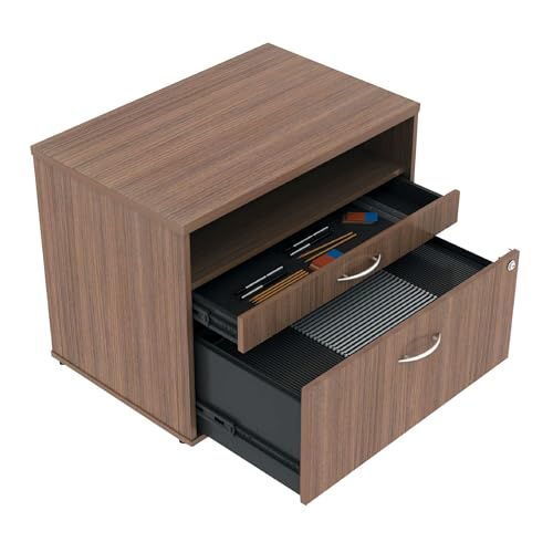 Alera Alera Open Office Desk Series Low File Cabinet Credenza, 2-Drawer: Pencil/File, Legal/Letter, 1 Shelf,Walnut,29.5x19.13x22.88