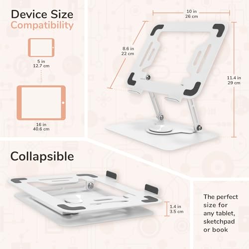 BambooMN Metal Universal Book Tablet Stand - White - 2 Units