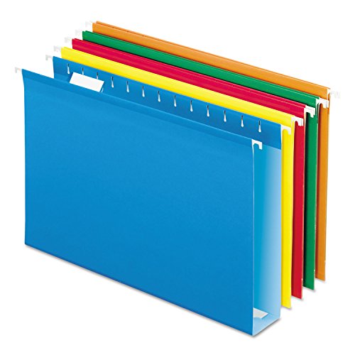 PENDAFLEX 4153X2ASST Reinforced 2" Extra Capacity Hanging Folders, Legal, Assorted, 25/Box by Pendaflex