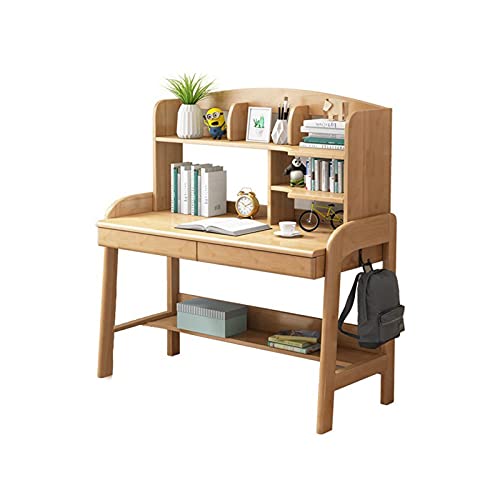 Real Desk Computer Desk Primary Secondary School Students Home Study Desk Writing Desk with Bookshelf Work Table Study Desk (Color : 120CM)