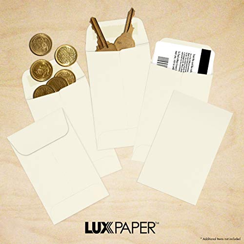 LUXPaper #1 Coin Envelopes in 80 lb. Pool, Envelopes for Coin Collections, Garden Seeds, Stamps, and More, w/Moistenable Glue, 1000 Pack, Envelope Size 2 1/4 x 3 1/2 (Natural)