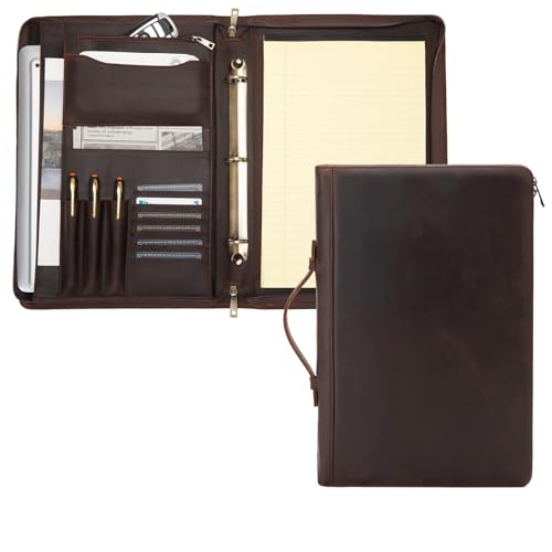 Geslun Leather 3 Ring Portfolio for 8.5 x 14" Pad and 15" Laptop