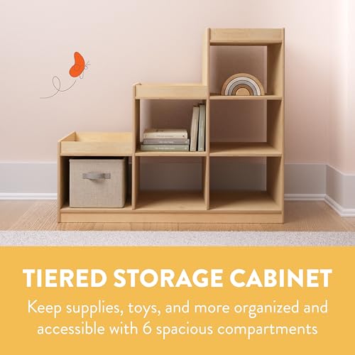 Back2School Express 6-Compartment Tiered Double-Sided Cabinet, Natural