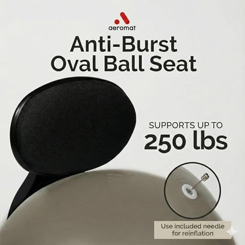 Aeromat Elite Yoga Ball Chair Active Sitting & Adjustable Height 250lbs Cap