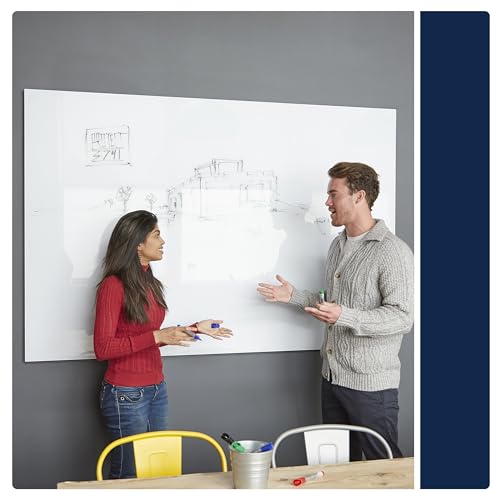 Quartet Magnetic Dry Erase Board, 72" x 48" Glass White Board for Wall, Frameless, InvisaMount, White (Q25F03IMW)