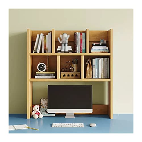 Bookcase Desktop Bookshelf Organizer Wood Countertop Bookcase Storage Display Rack Office Supplies Desk Organizer Desk Organizer Literature Photo Display Rack, Light Brown Modern(L70xD20xH70cm)