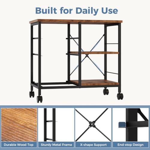 DUMOS 3 Drawer Mobile File Cabinet, Rolling Printer Stand with Storage
