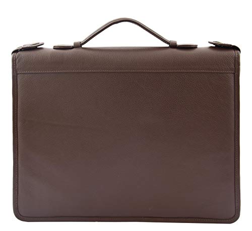 Brown Leather A4 Ring Binder Folio Office Bag File Folder Meetings Zip Organiser Braga