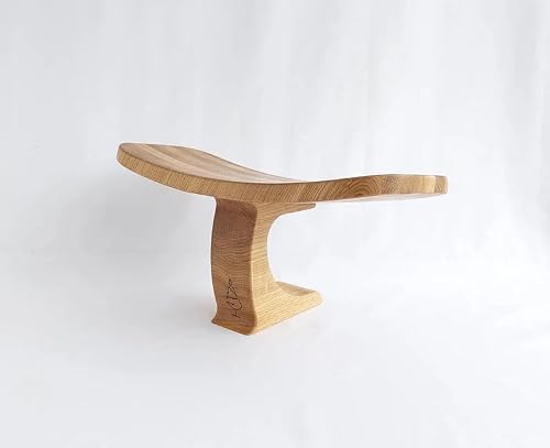 SFYVNC Modern Solid Wood Footstool, Curved Ergonomic Design Foot Rest, Natural Oak Foot Stool for Living Room Bedroom Office, Durable Single Person Footrest