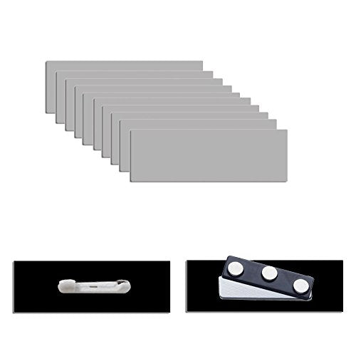Bulk Name Tags | Blank Name Tags | Silver, White, Black and Red Name Tag | Set of 10, 25, 50 and 100 | 1x3 Bulk Name Badges | (100 Name Tags w/Pin, Silver Name Tag)