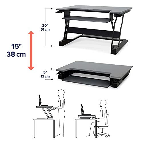 Ergotron – WorkFit-T Standing Desk Converter, Dual Monitor Sit Stand Desk Riser for Tabletops – 35 Inch Width, Black