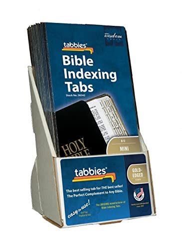 Tabbies Mini Gold-Edged Laminated Bible Tabs, 20-Pack Display, 1/2x1/4in