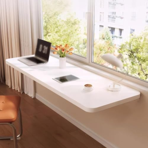 GHHDPXM Wall Mounted Folding Desk - Space-Saving Collapsible Work Table for Kitchens, Sewing Stations, Crafting, Laundry - White (50x20cm)