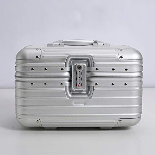 Baggage Makeup Train Case,Briefcase Lockable File Storage Chest,Aluminum File Box,for Wallets File Box，Portable Travel，Girl Makeup Storage Box (Color : Silver)