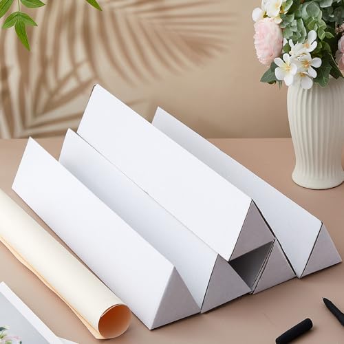 Tatuo 50 Pcs Triangle Mailing Shipping Tubes 36.22" L x 3" w x 3" h Oyster White Corrugated Cardboard Box Poster Tube for Protecting, Shipping, Mailing and Storage of Artwork, Crafts, Long Art Holder