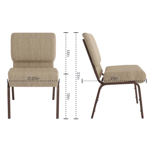 BizChair 21"W Stacking Church Chair in Beige Fabric - Copper Vein Frame