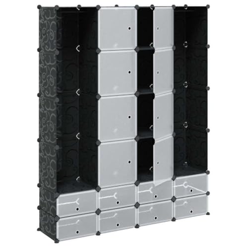 KGCRYUWED Modular Cabinet, 18-Compartment Storage Organizer, Black & White