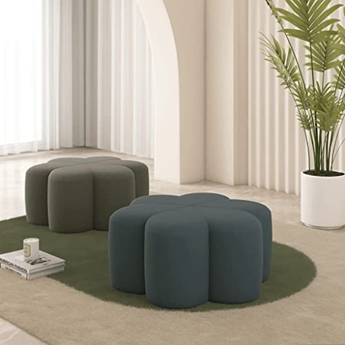 Low Stool Lightweight Footrest, Luxury Sofa Upholstered Footstool with High Elastic Foam Filling for Living Room Bedroom Office Stable (Orange)